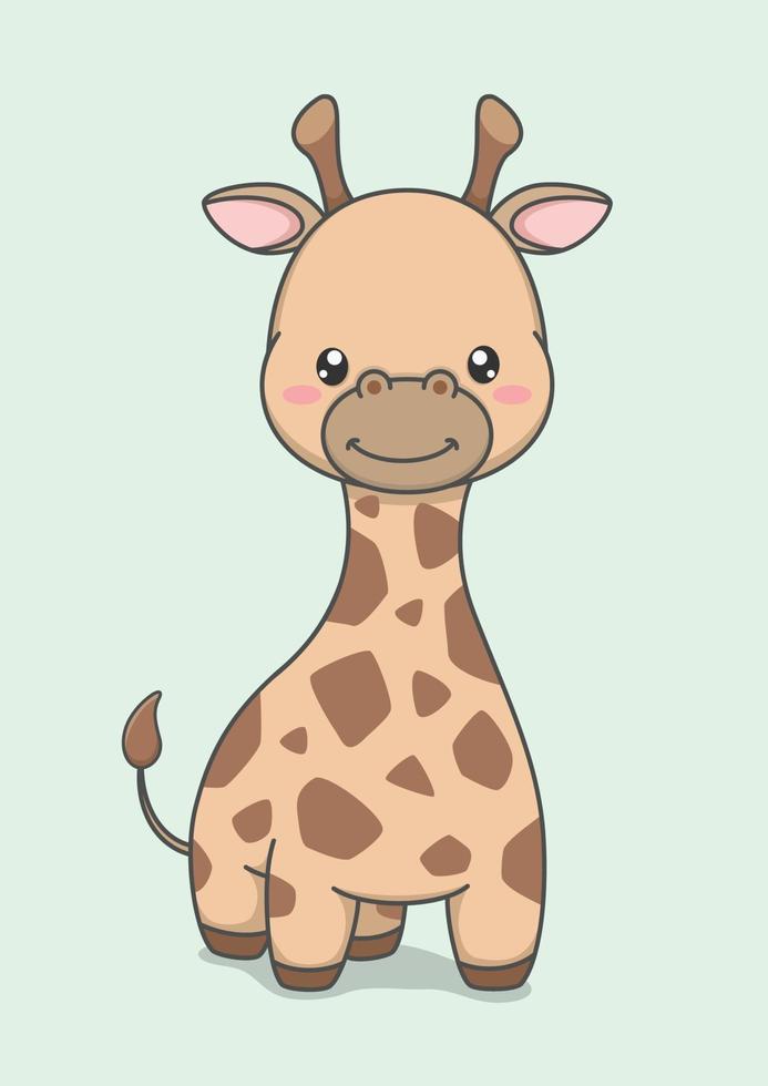 personaje de dibujos animados lindo jirafa vector