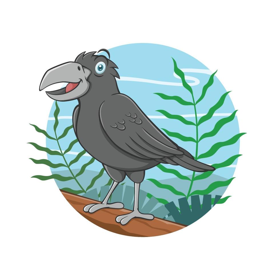 Cartoon Illustration Of Crow Bird vector