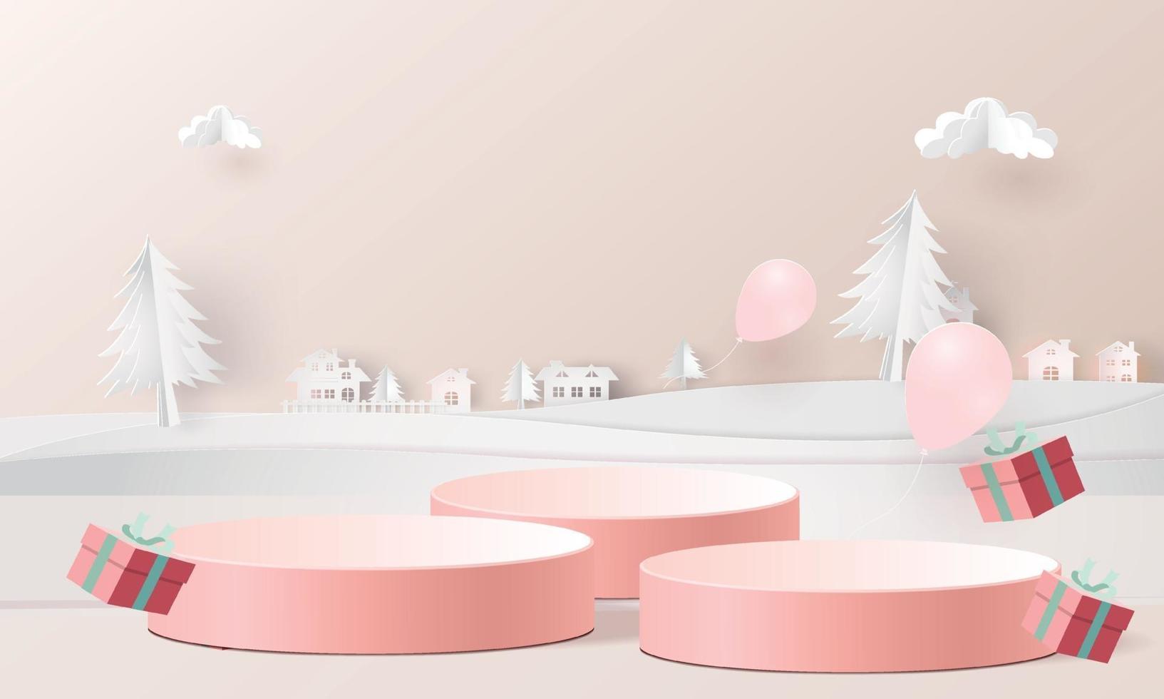 podium product stand for christmas event or last year sell vector