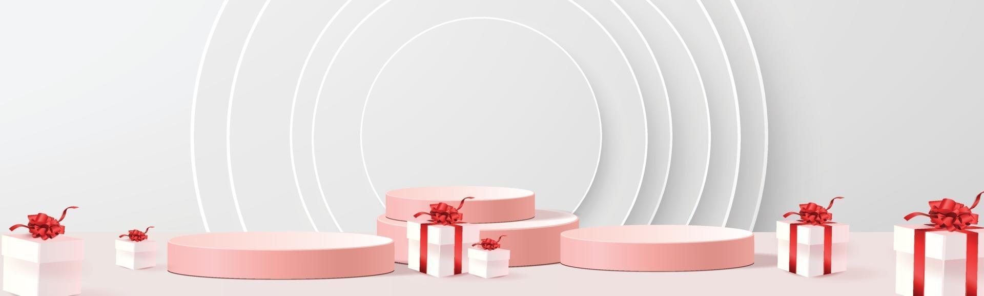 Background vector 3d rendering podium white scene, minimal abstract