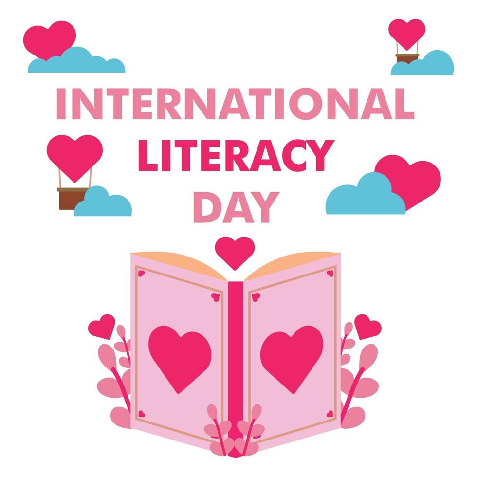international literacy day illustration. romantic book illustration vector