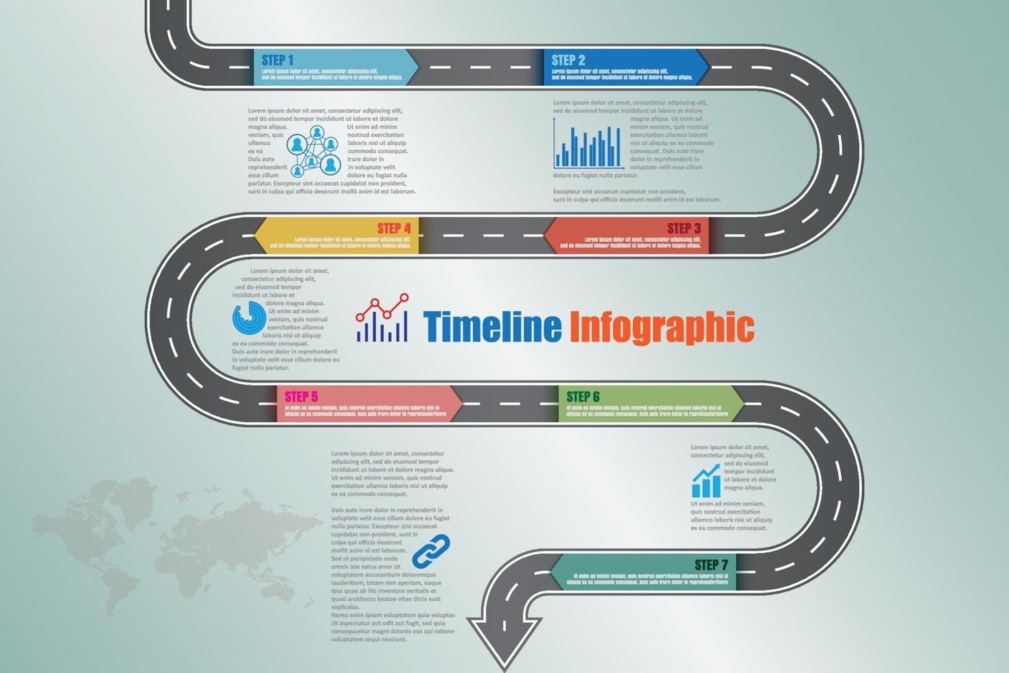 plantilla de diseño vertical plano de infografía de línea de tiempo de hoja de ruta de negocios vector