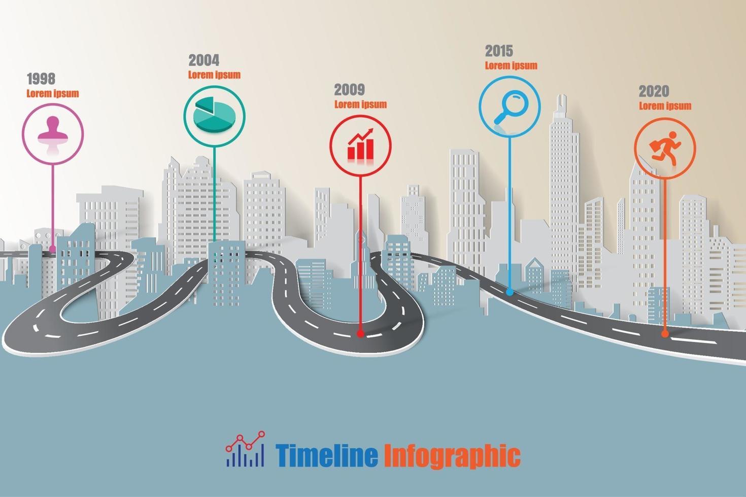 Business roadmap timeline infographic city design template vector