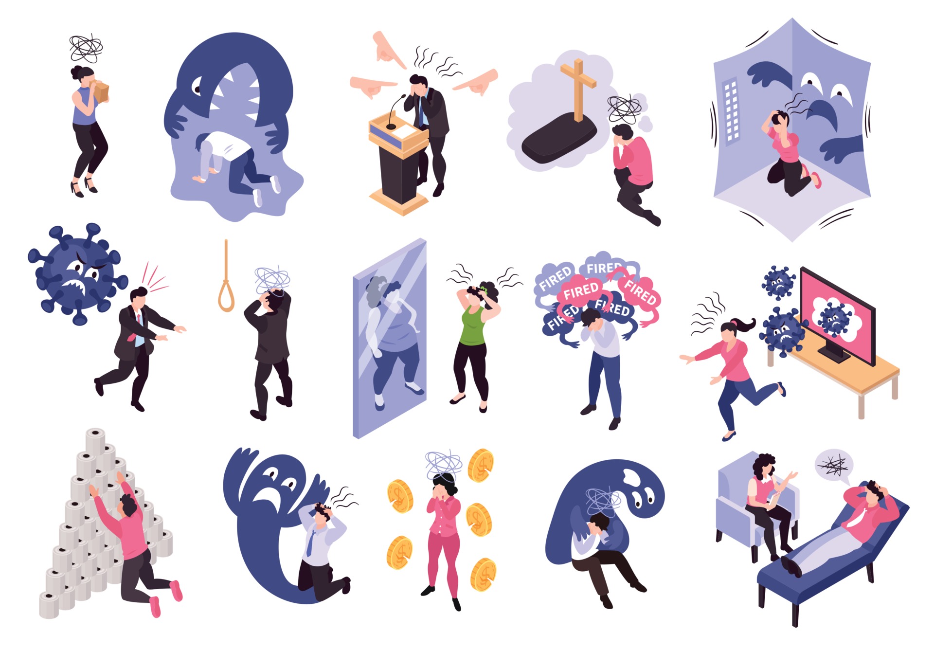 Panic Attack Icon Set 3294009 Vector Art at Vecteezy