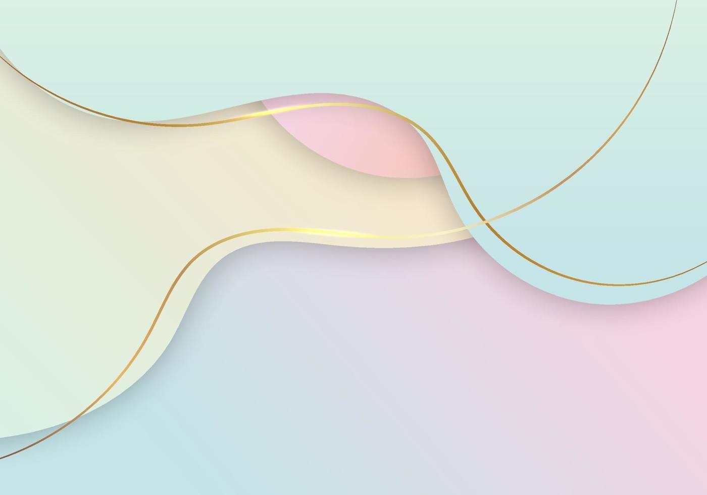 Abstract golden wave lines pastel color curved shape background luxury vector