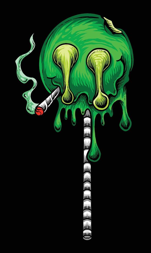 Marijuana Green lollipop smoking joint vector