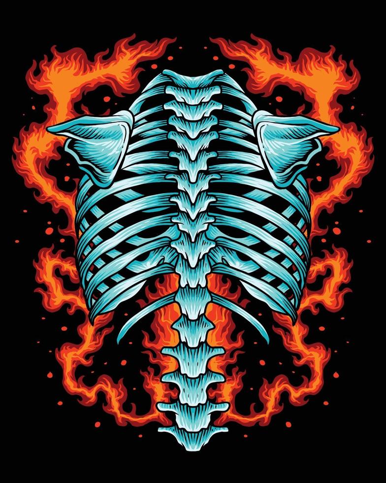 Back bone skeleton on fire vector