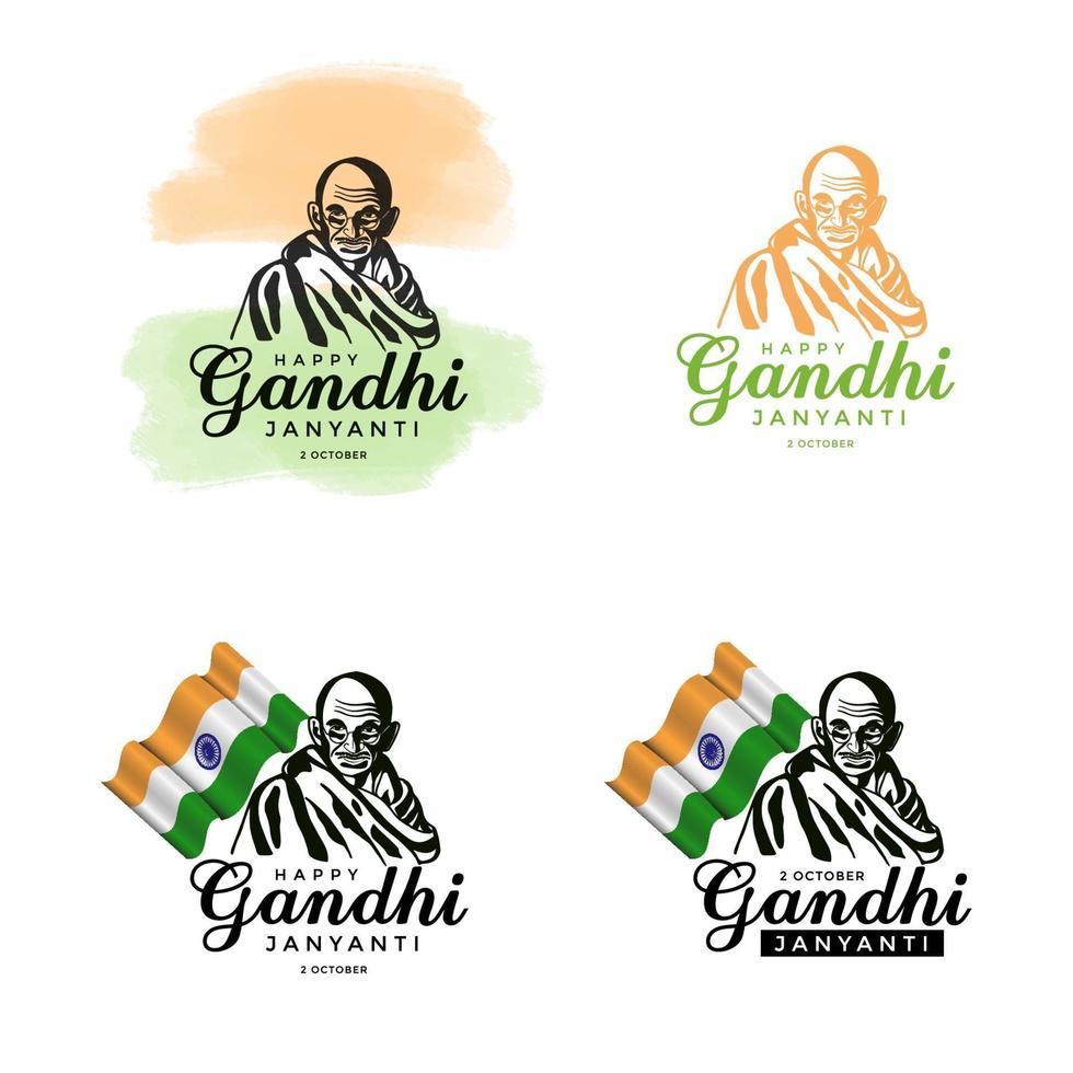 set of Gandhi Jayanti, 2nd October. vector illustration design