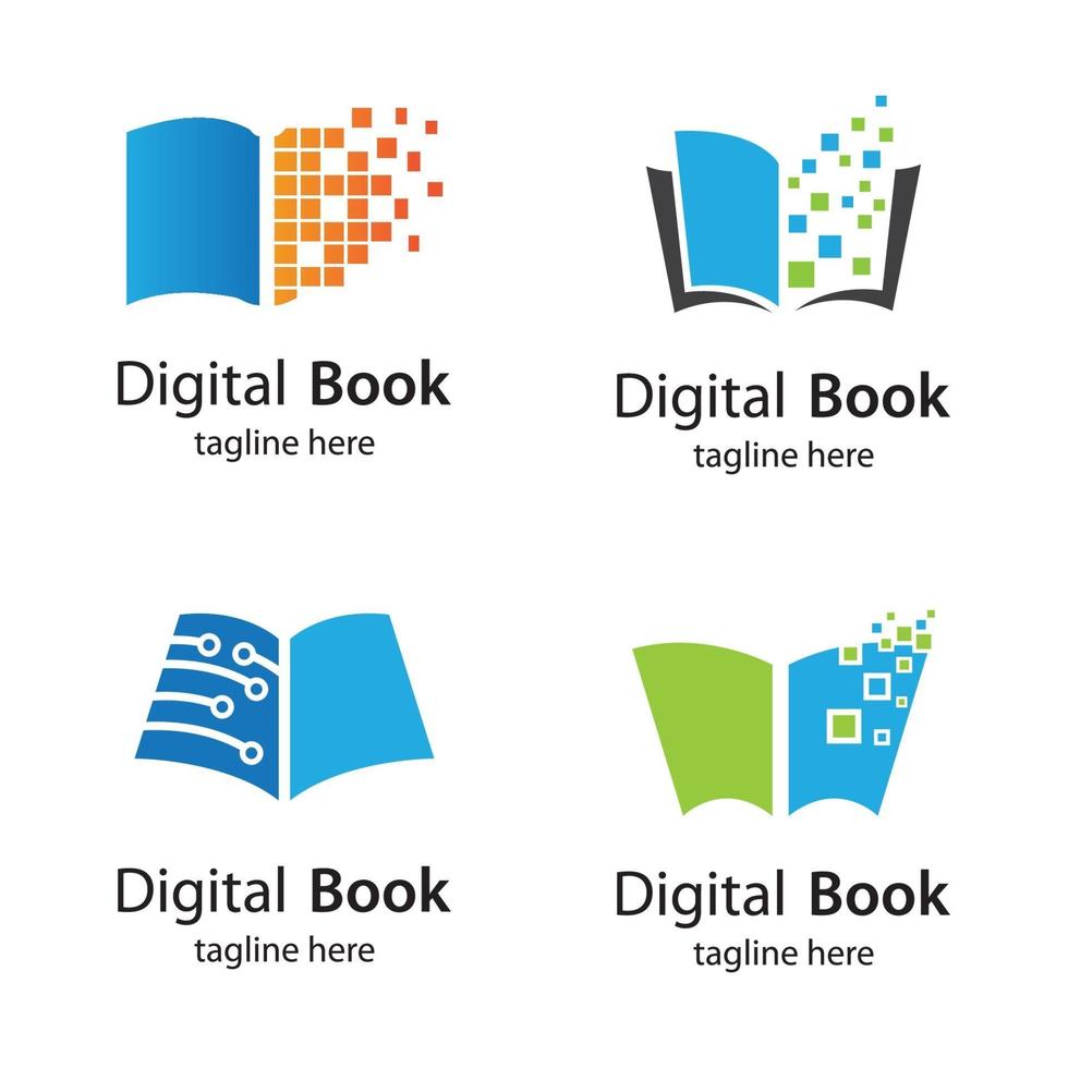 icono de vector de tecnología de logotipo de libro digital