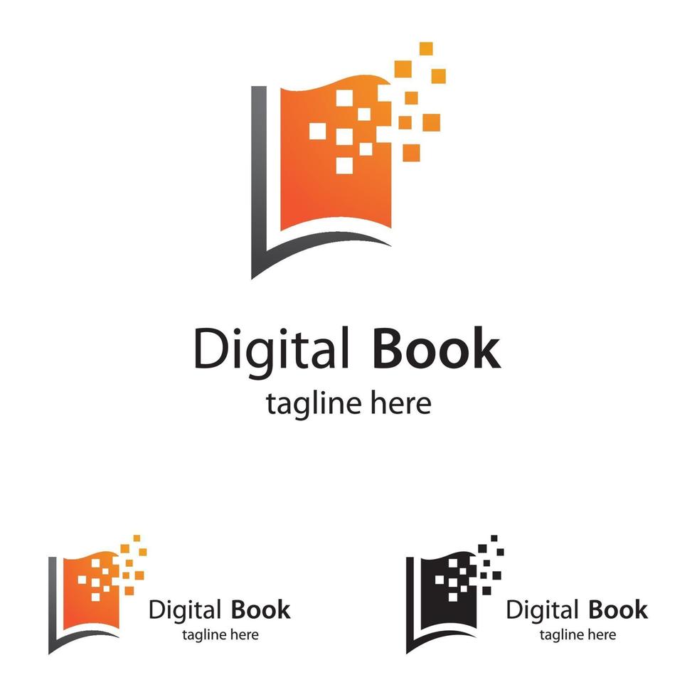 icono de vector de tecnología de logotipo de libro digital