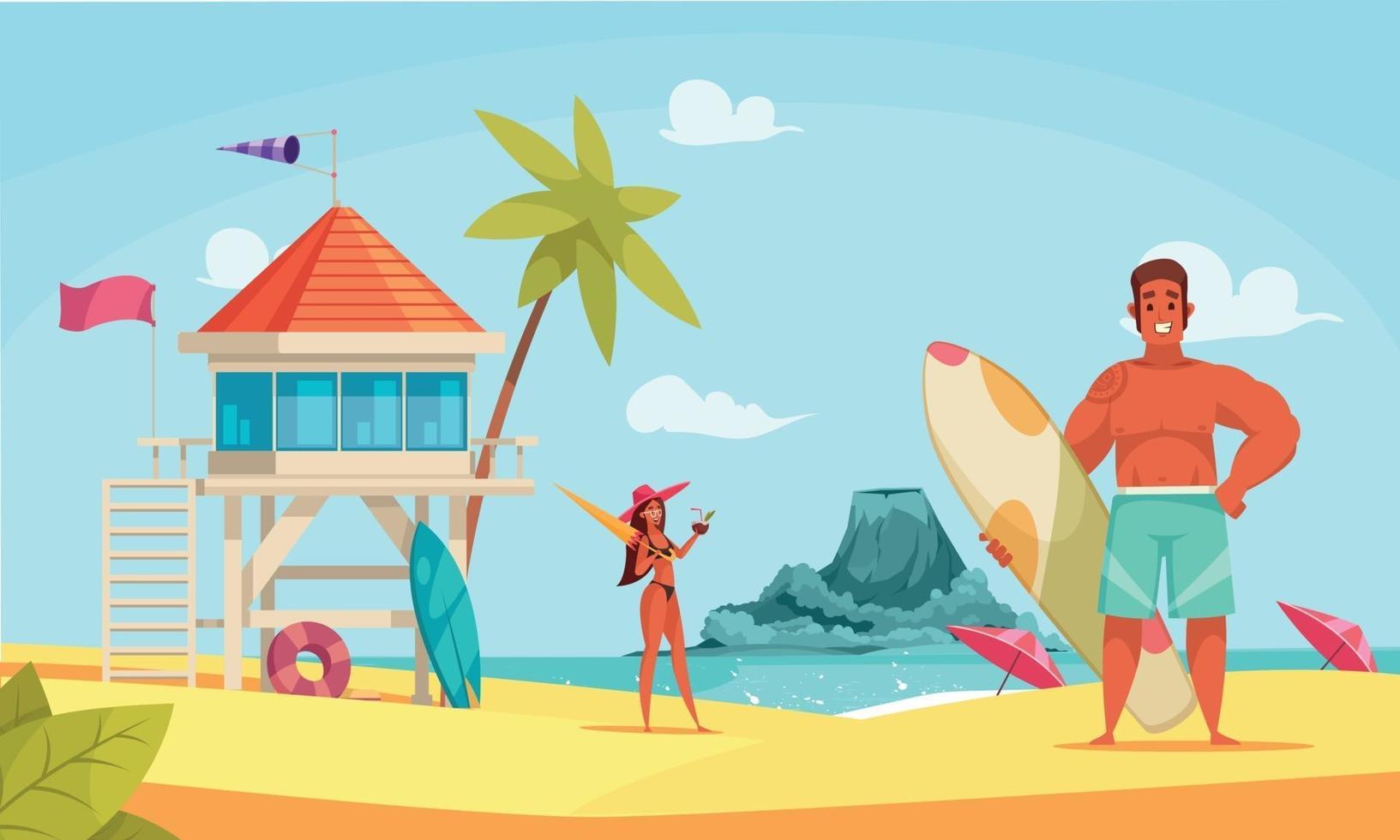 Hawaii Beach Composition vector