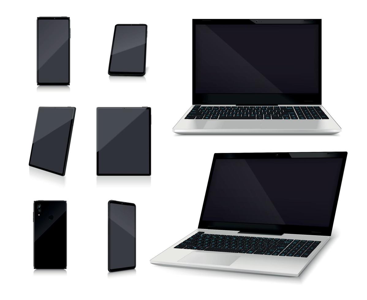 Laptop Smartphone Mockups Realistic Set vector