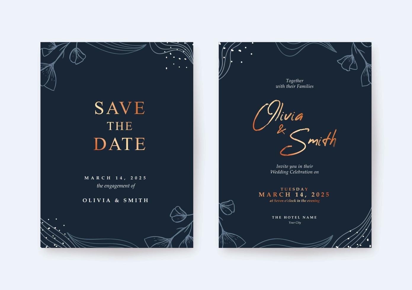 plantilla de tarjeta de boda de lujo y elegante vector