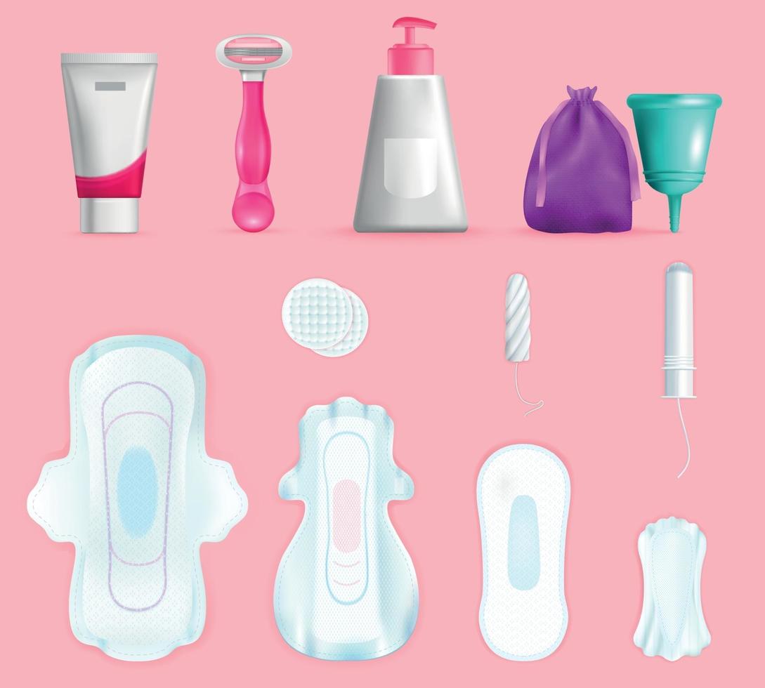Feminine Hygiene Realistic Set vector