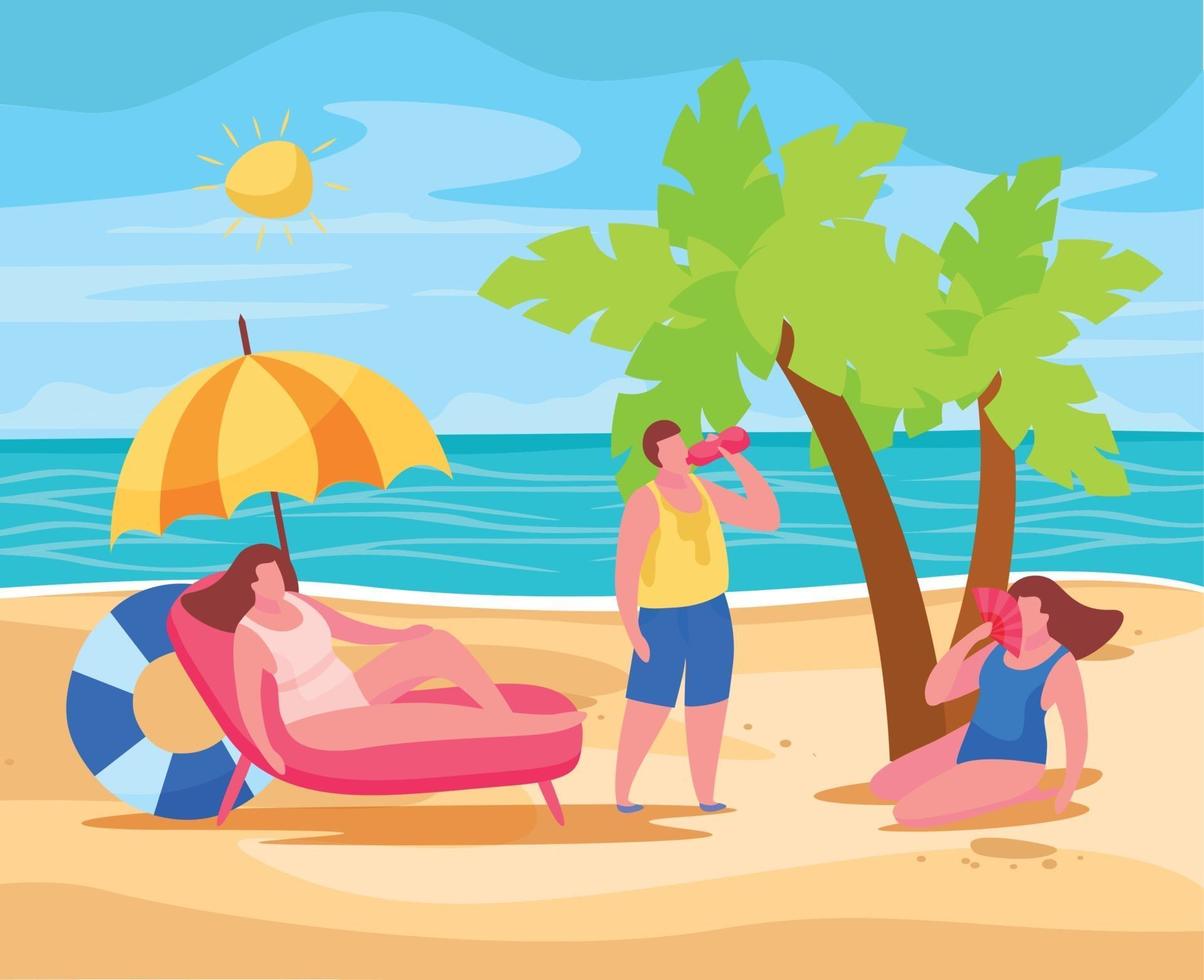 Beach Heatstroke Prevention Composition vector