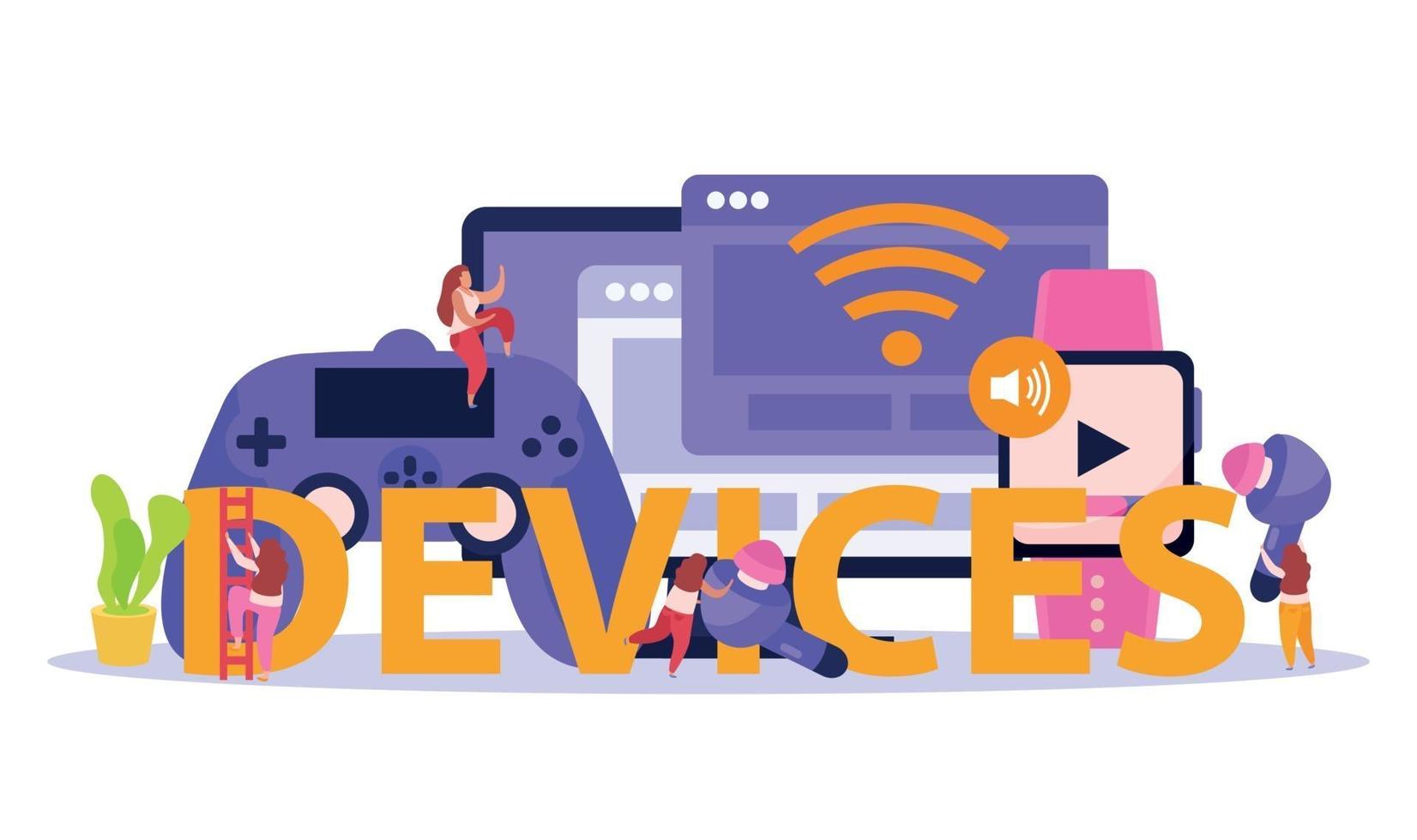 Wireless Devices Flat Composition vector
