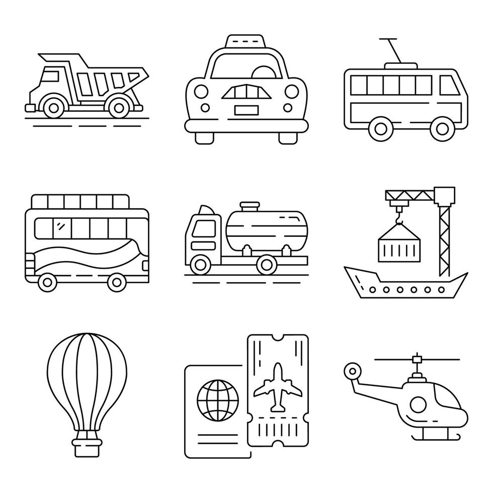 Transportation Thin Line Icons Sets vector