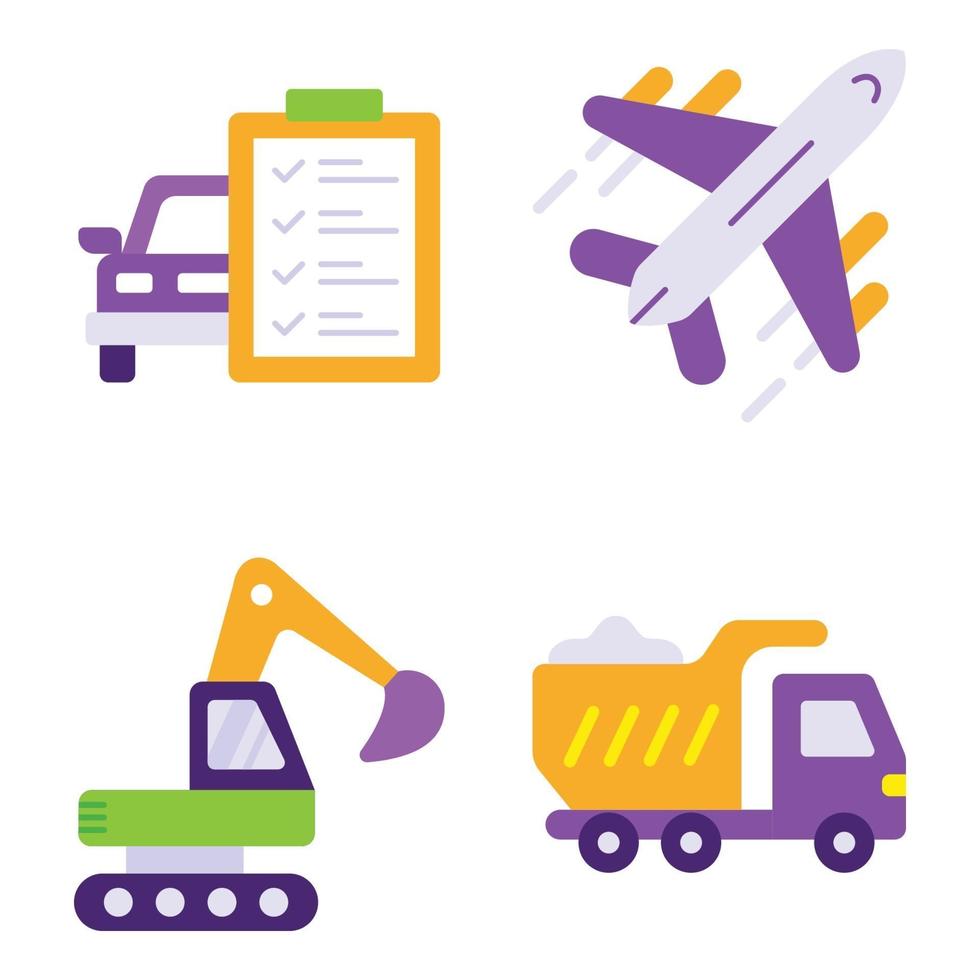 Transportation Flat icons Sets vector