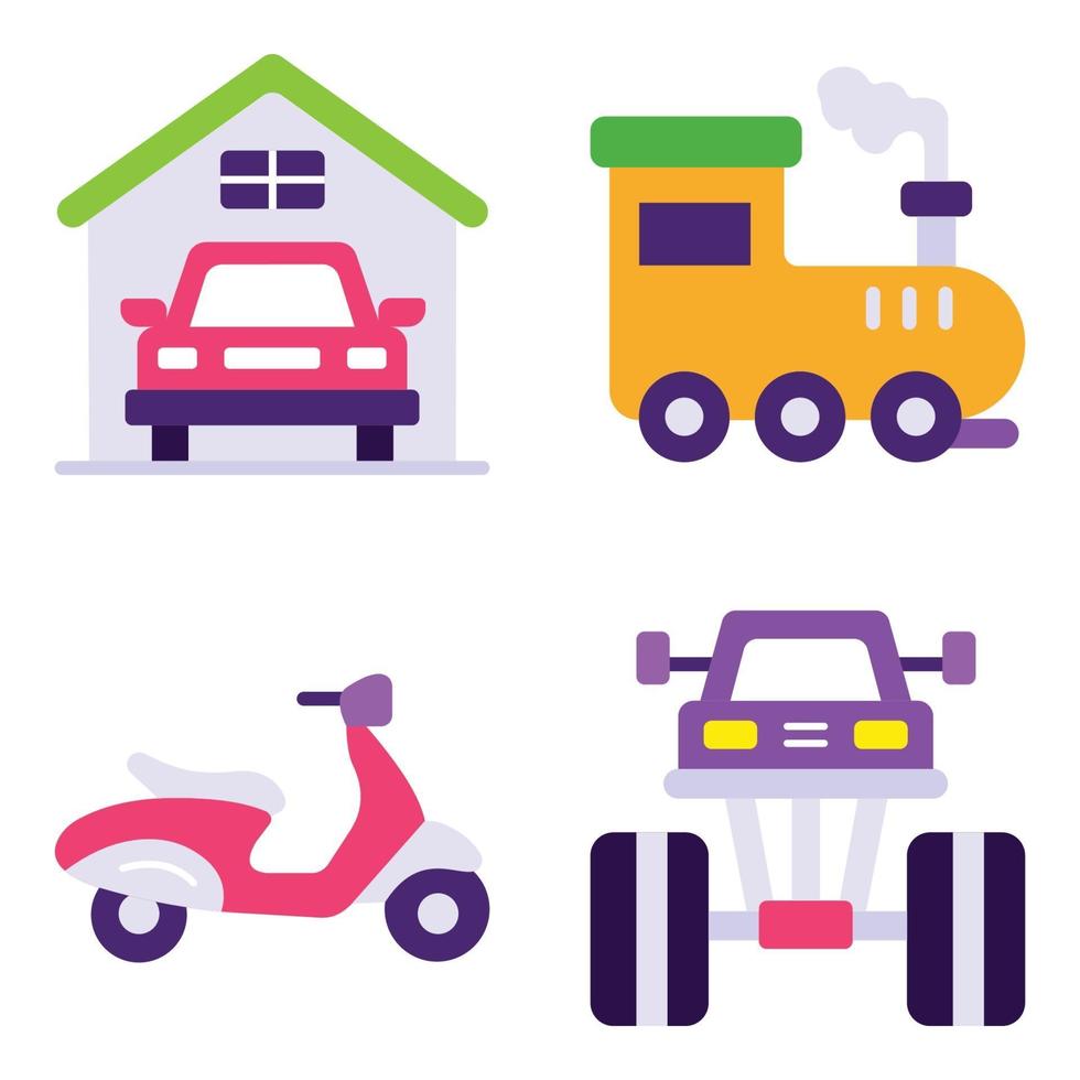 Transportation Flat icons Sets vector