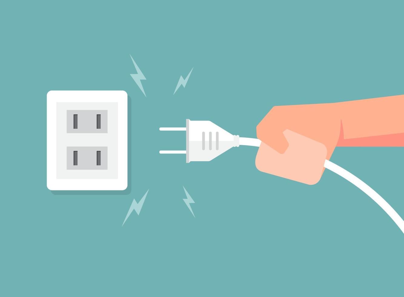 Connecting electric plug with electricity spark. Vector illustration