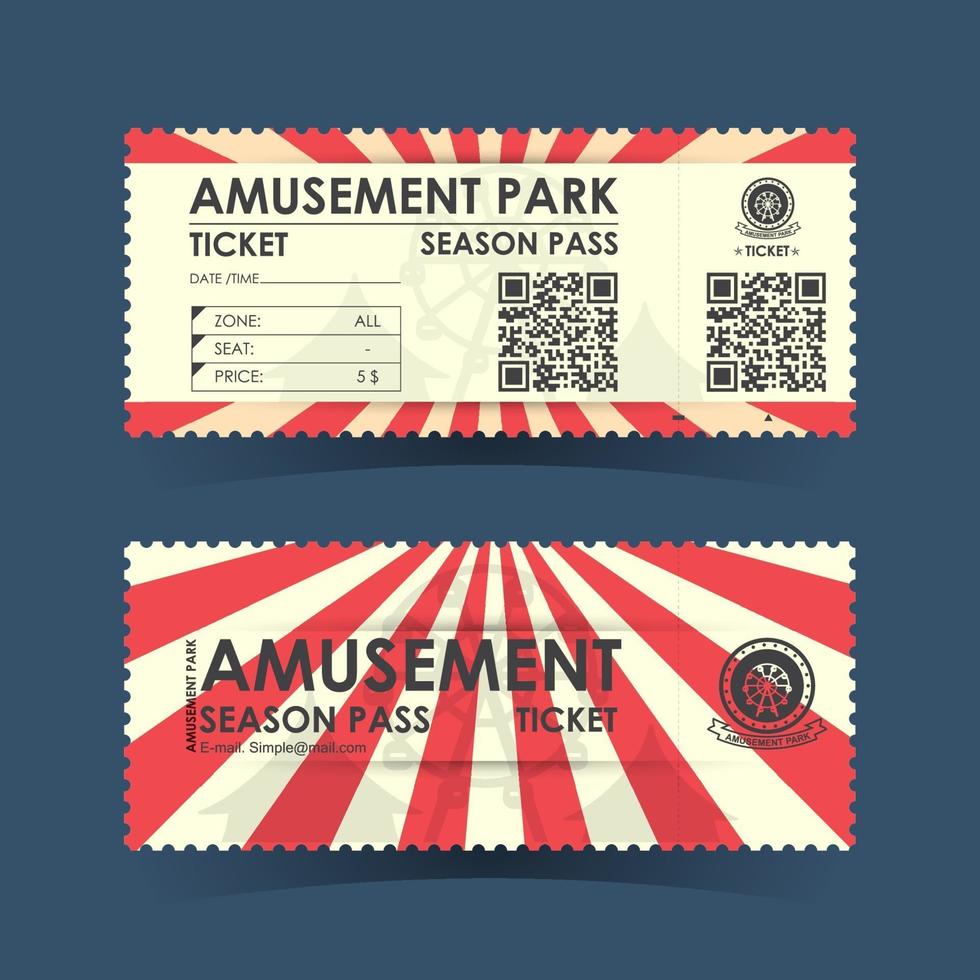 Amusement park ticket. Vintage design element. Vector illustration
