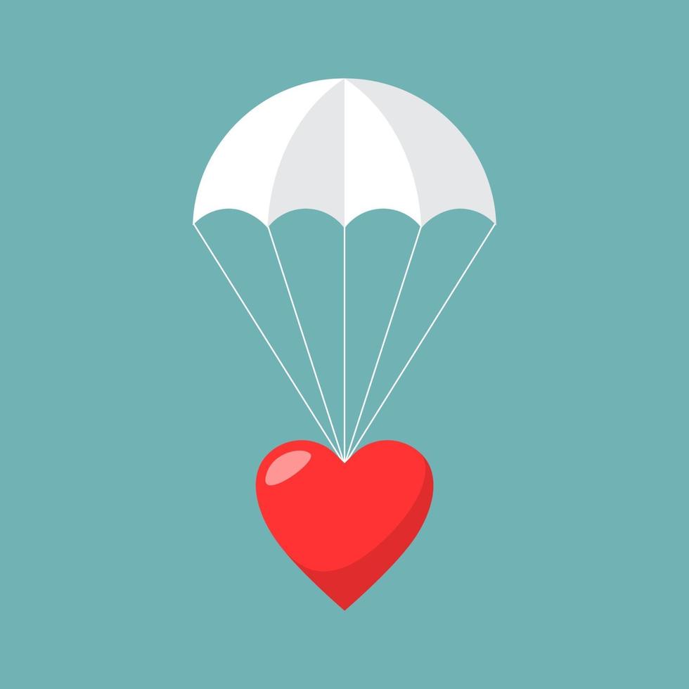 Parachute with heart, Concept of sending love. Vector illustration