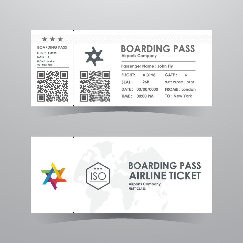 Boarding pass tickets white paper design. Vector illustration