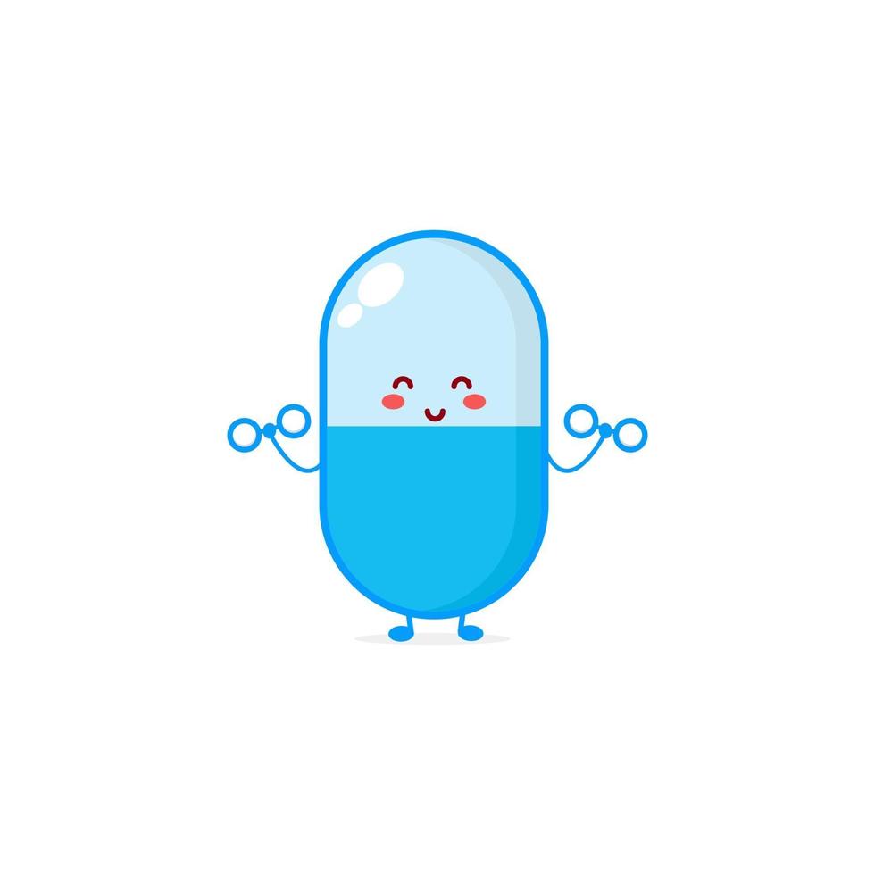 Cute pill character illustration smile happy mascot logo kids play vector