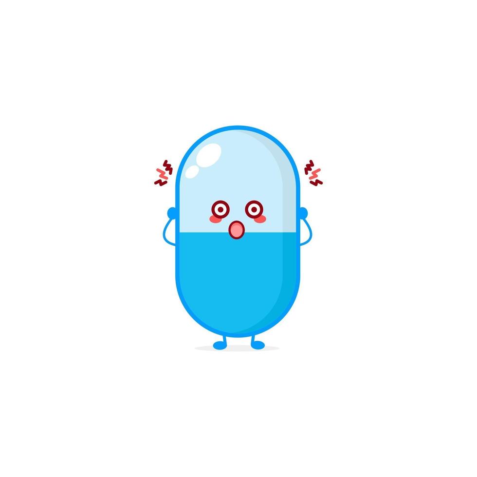 Cute pill character illustration smile happy mascot logo kids play vector