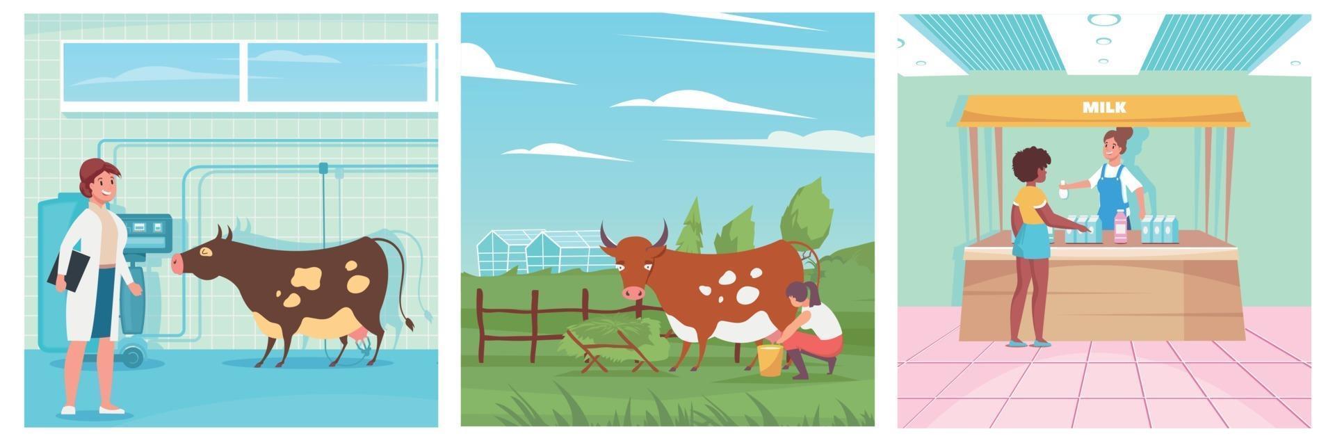 Milk Production Design Concept vector
