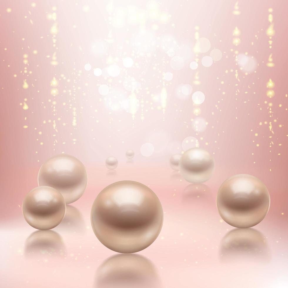 Pearl Beads Realistic Background vector