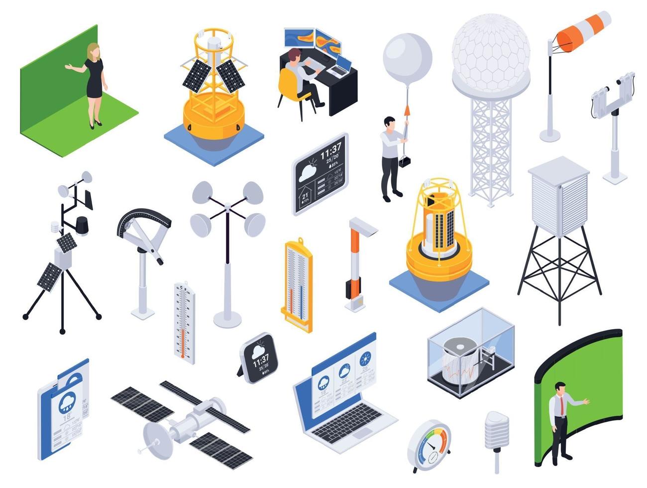 Isometric Meteorology Equipment Set vector