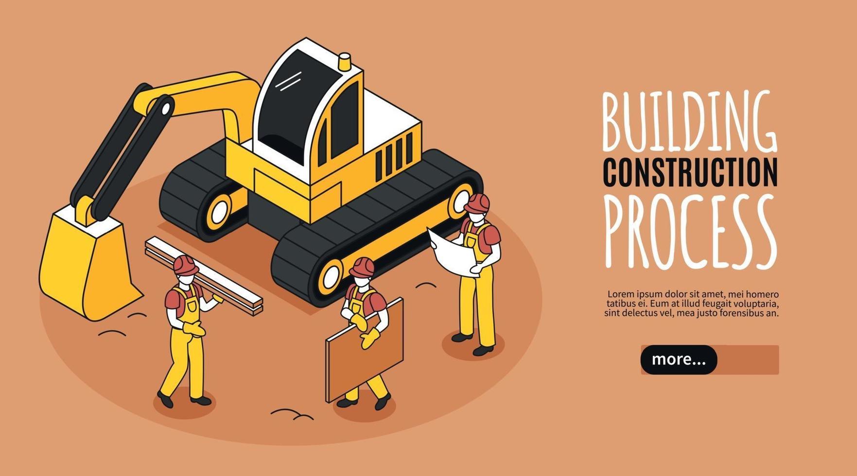 Construction Builders Horizontal Banner vector