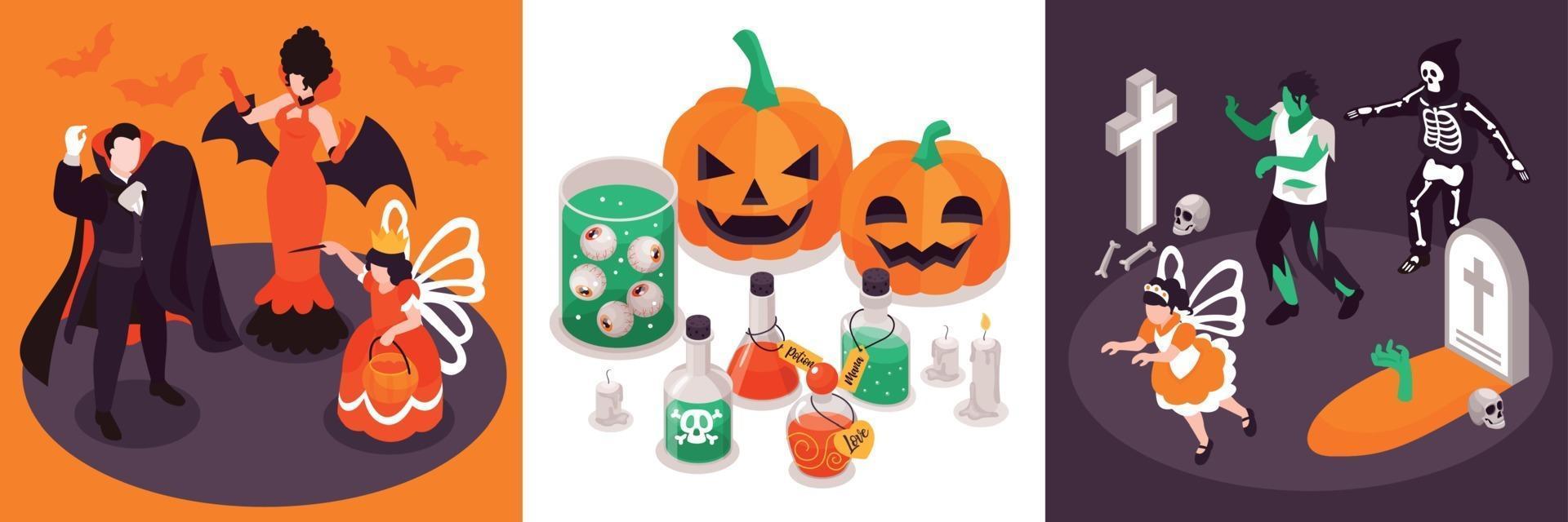 Isometric Halloween Design Concept vector