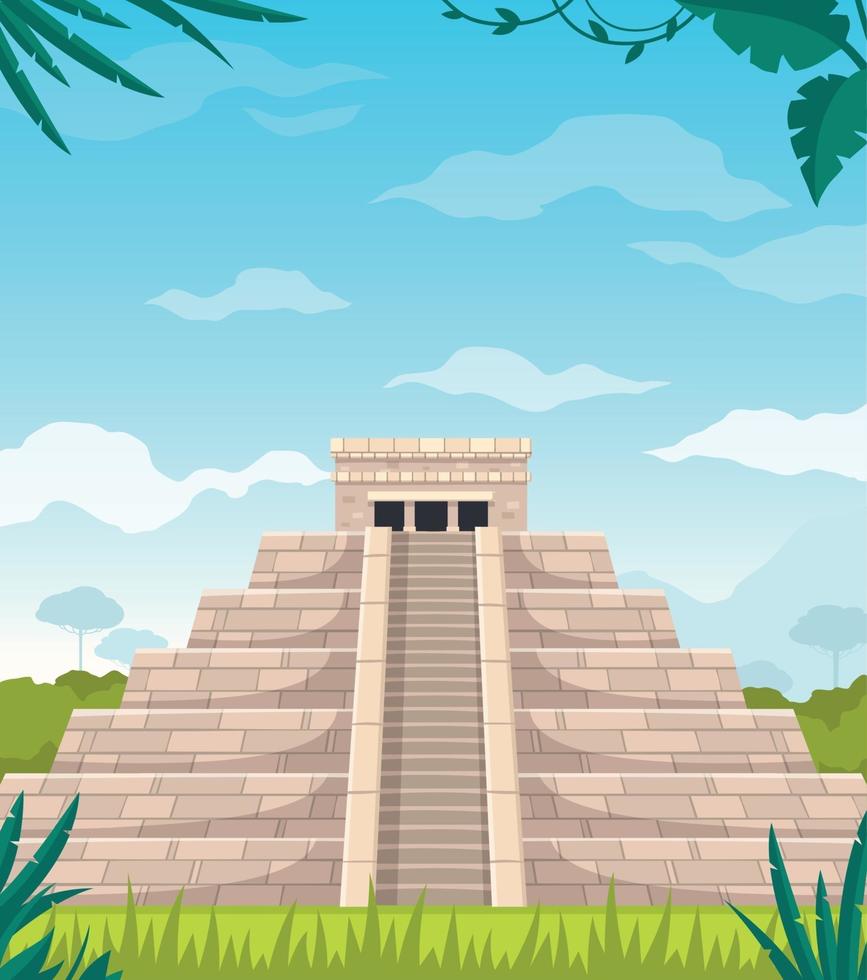 Maya Civilization Monument Cartoon vector