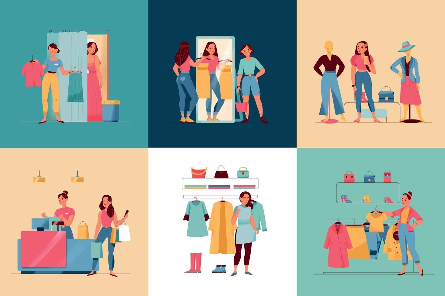 Women In Store Square Set vector