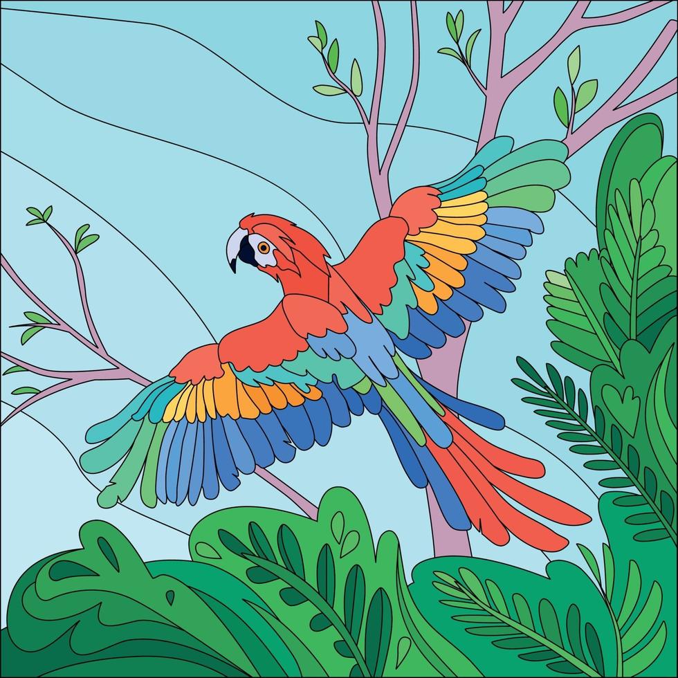 composición de loros de aves tropicales vector