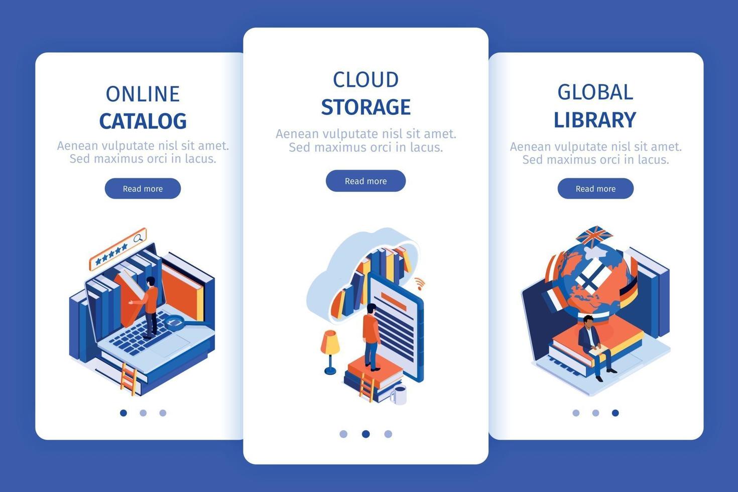 Online Library Isometric Set vector