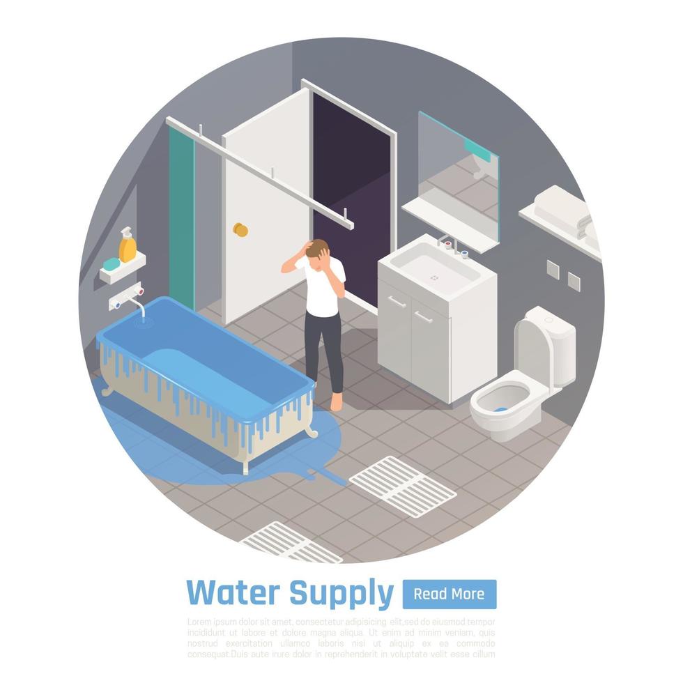 Water Supply Isometric Composition vector