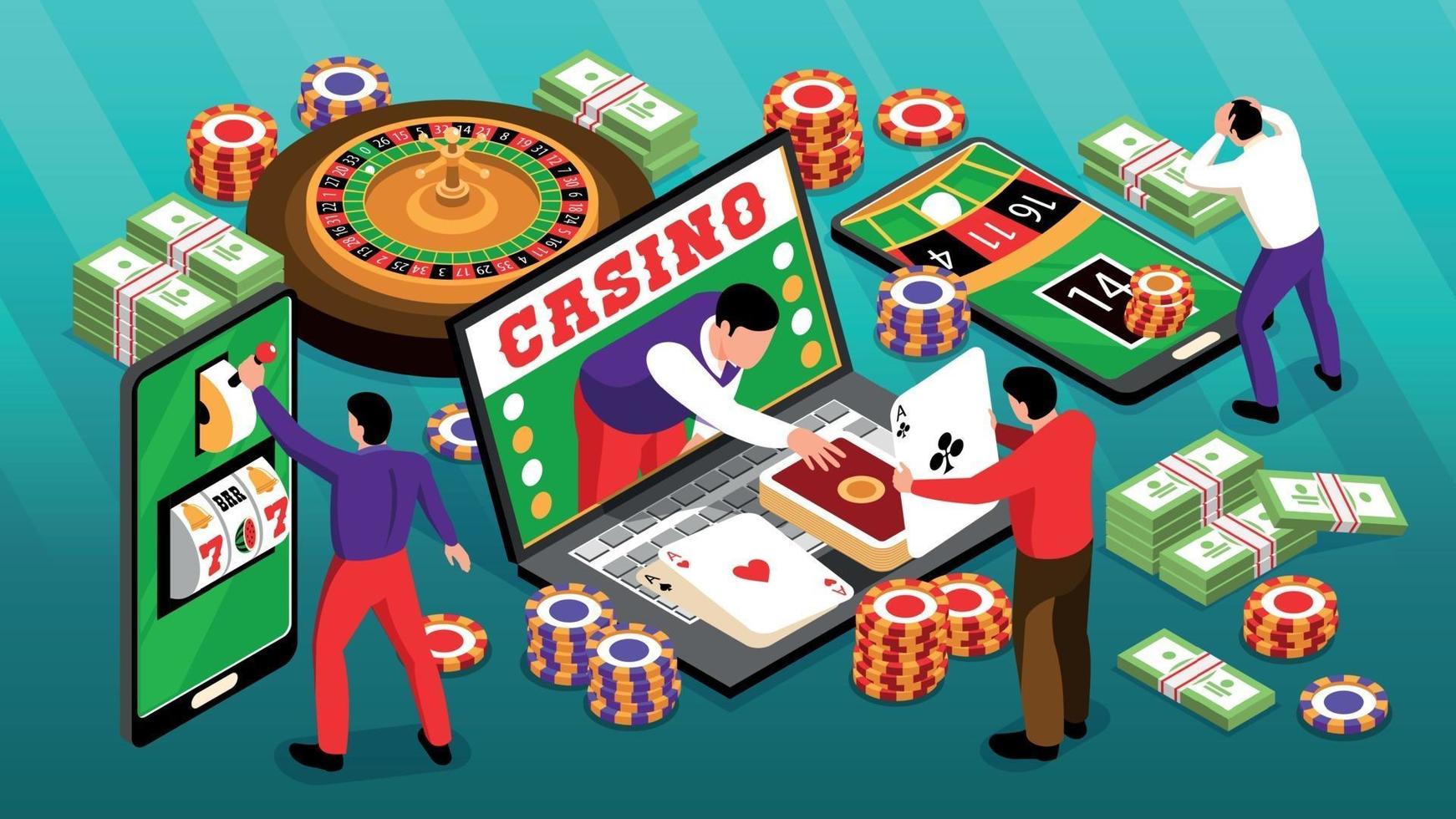 composición isométrica del casino en línea vector