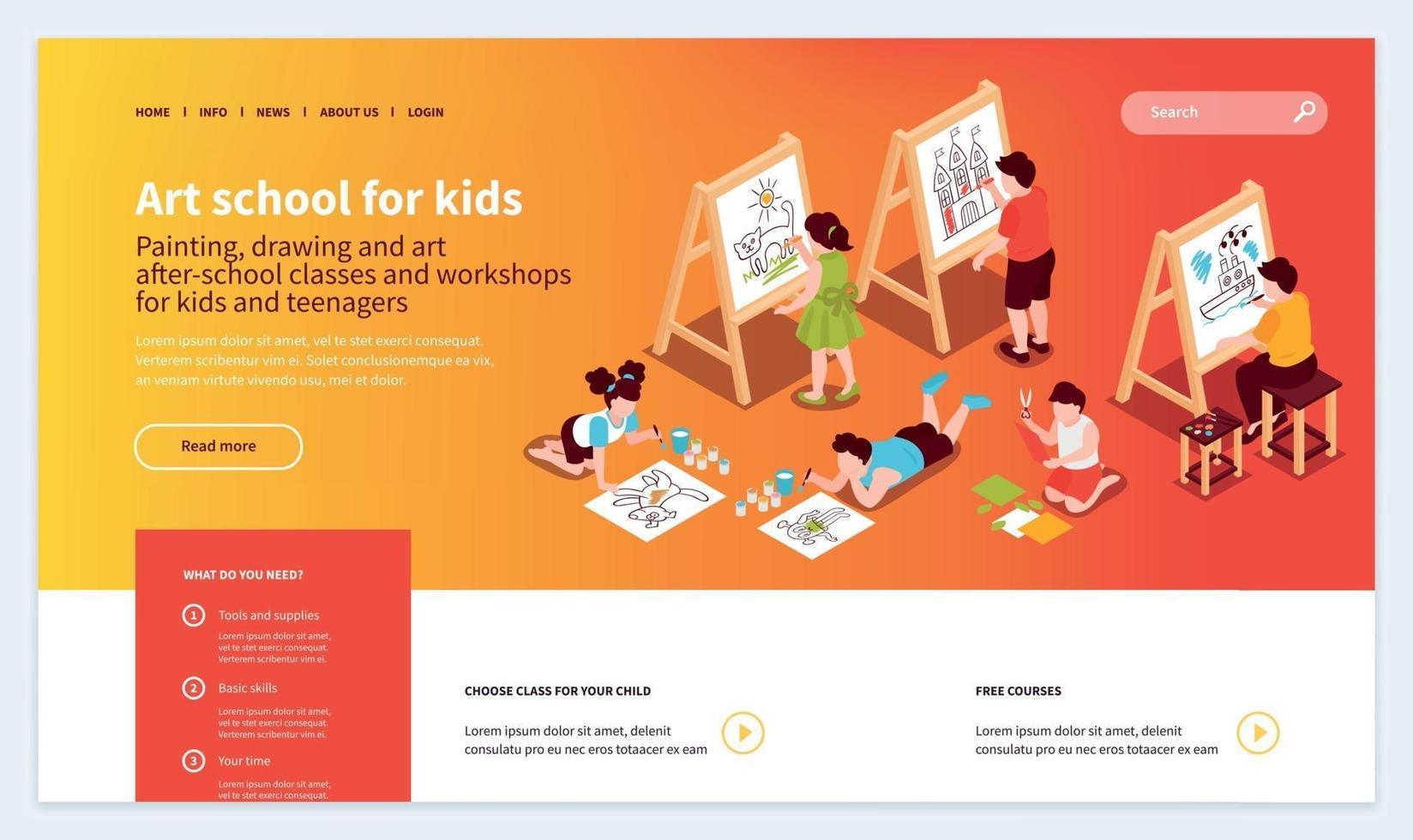 Kids Art School Website vector