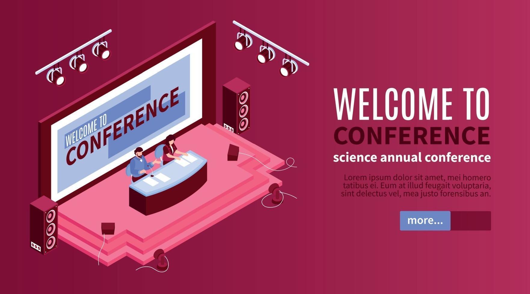 Isometric Conference Horizontal Banner vector