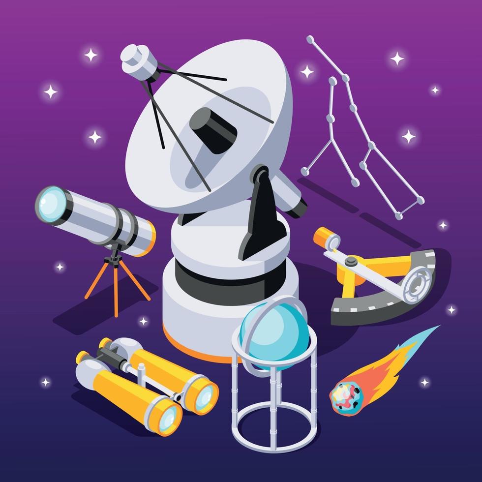 Astronomy Equipment Isometric Composition vector