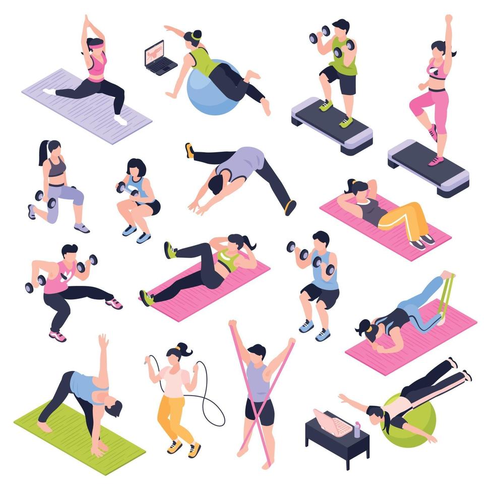 Isometric Home Fitness Set vector