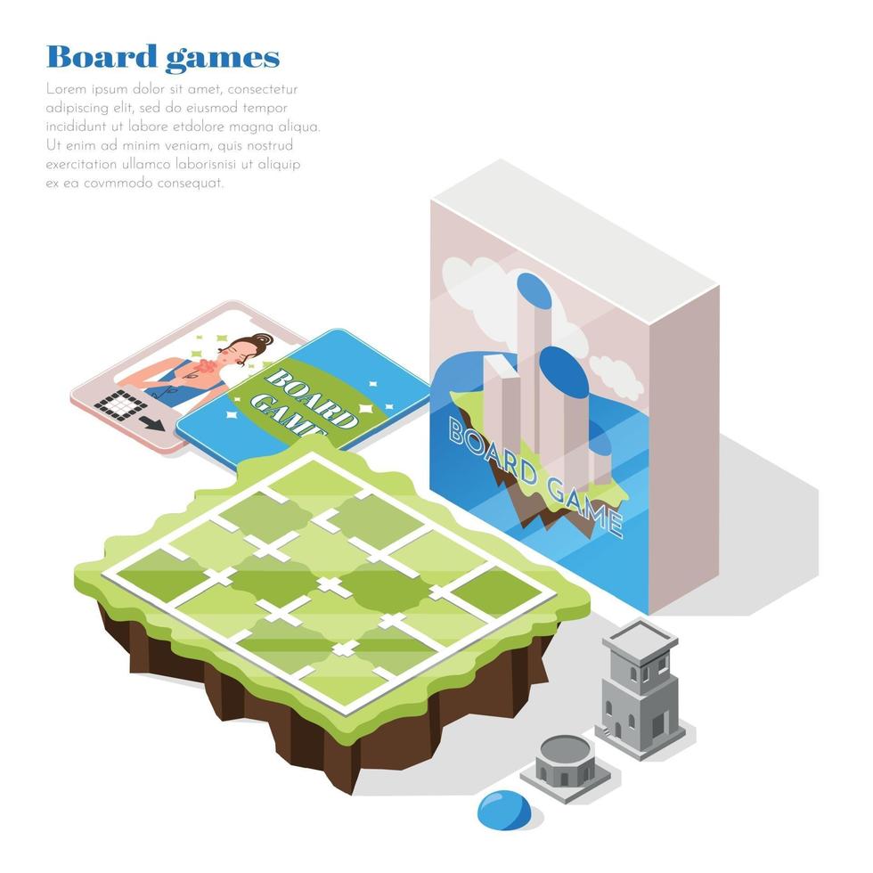 Board Games Isometric Background vector