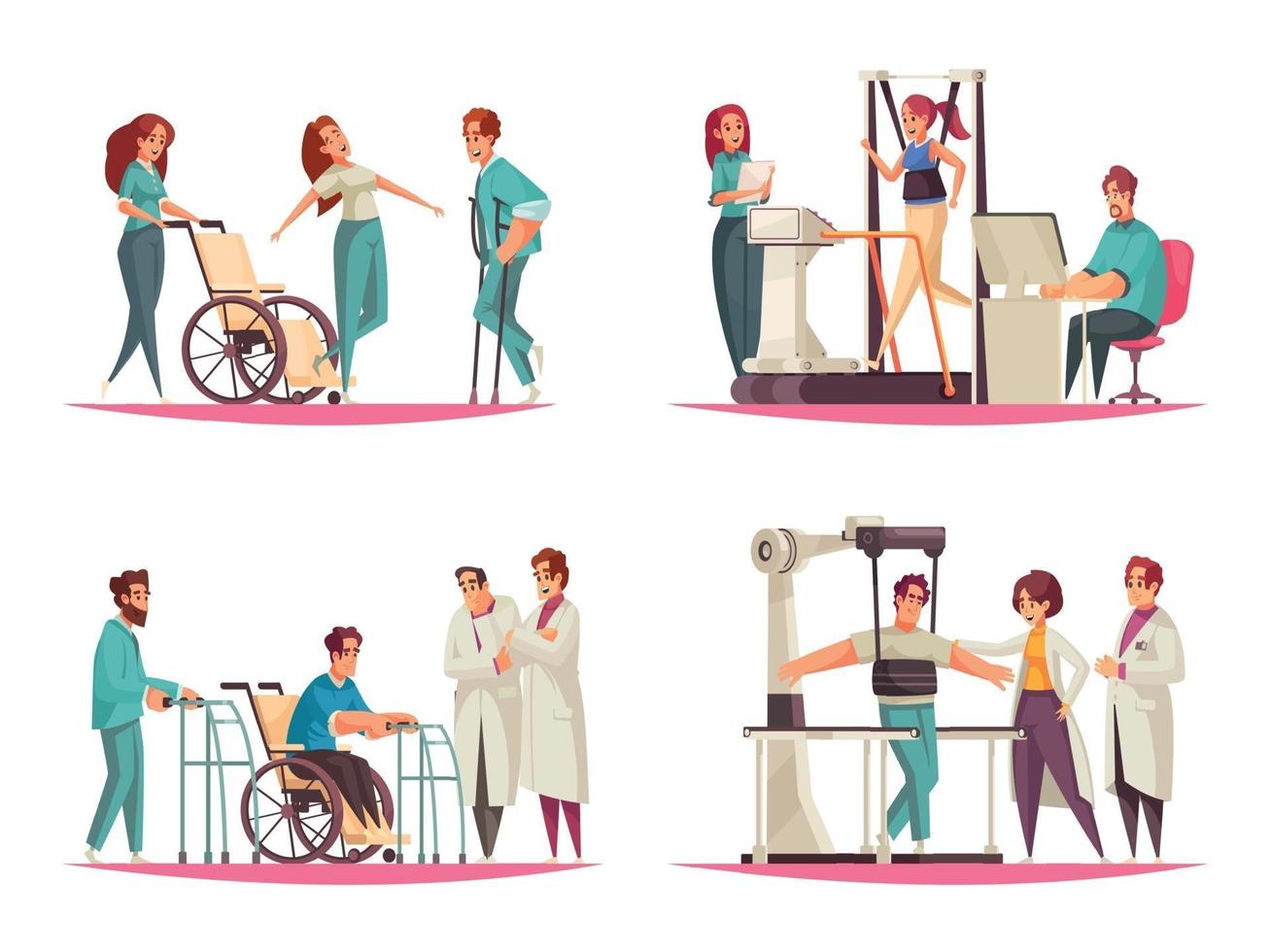 Physical Rehabilitation Compositions Set vector