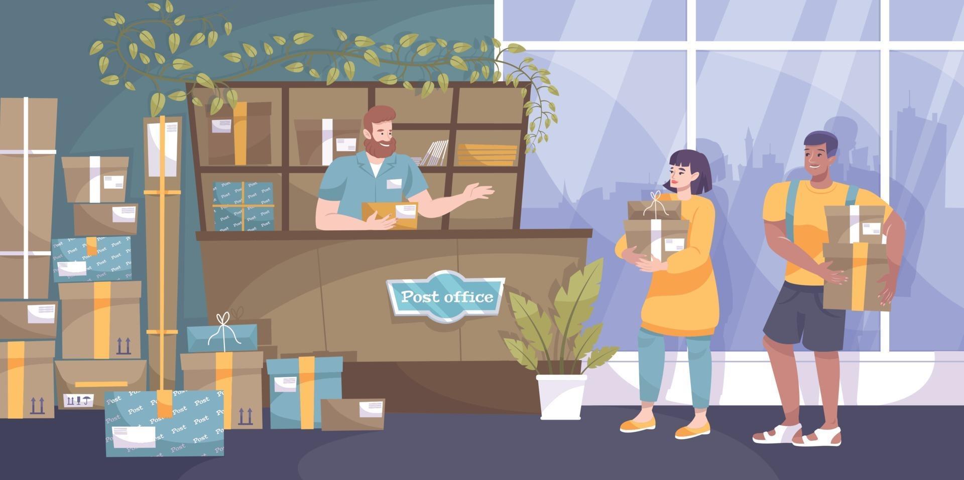 Mail Parcel Flat Composition vector
