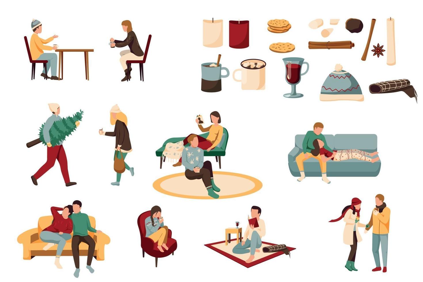 Lovely Winter Flat Icons vector