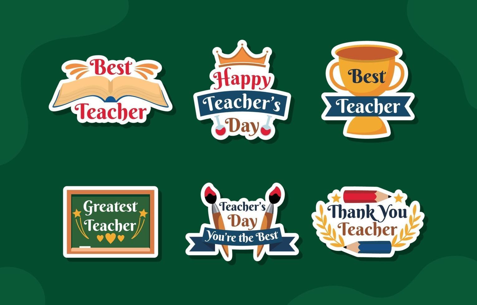 Teacher Appreciation on Teachers Day Sticker Set vector