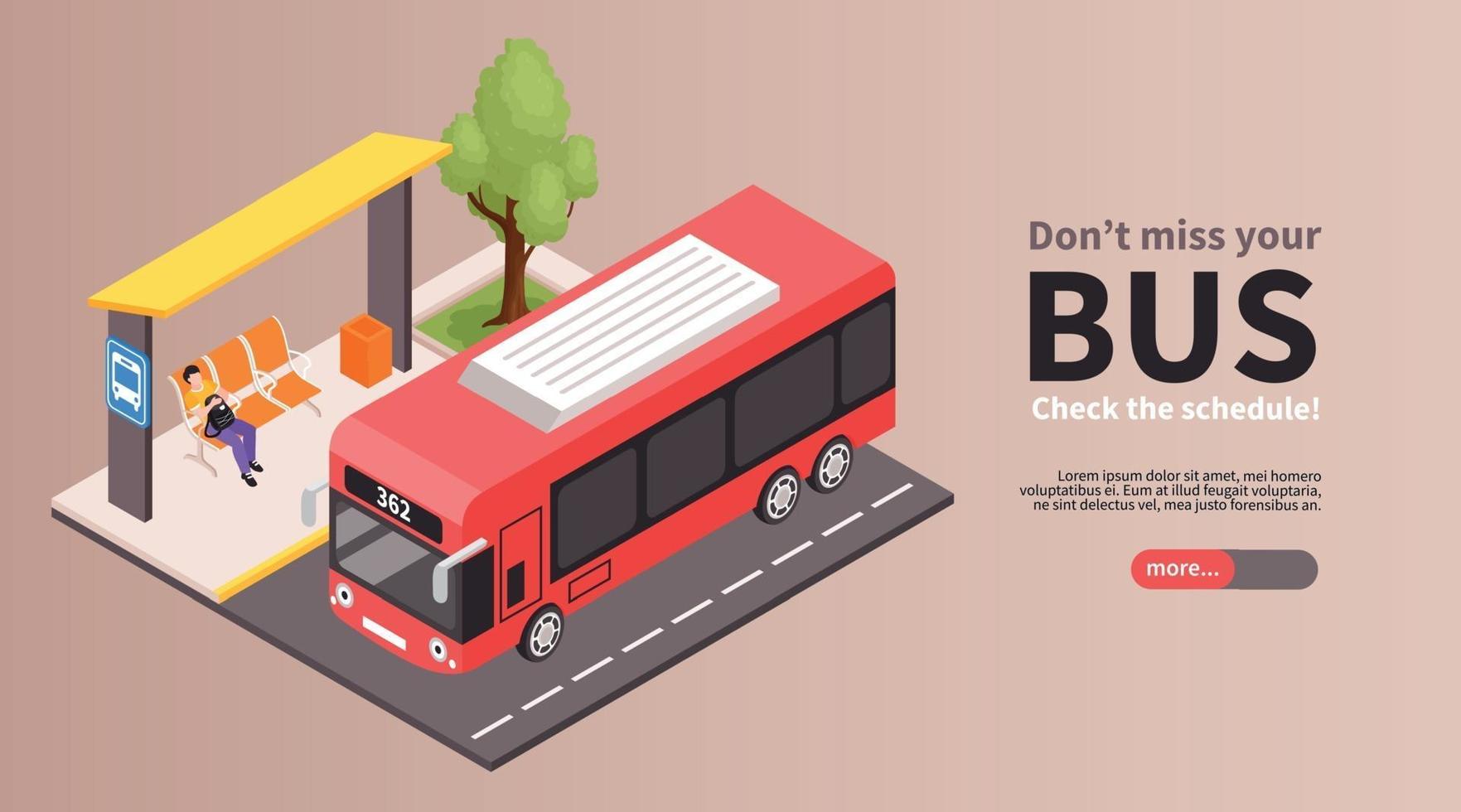 Bus Stop Isometric Banner vector